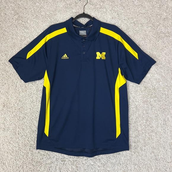 adidas Other - Michigan Wolverines Polo Shirt Mens Large Adidas Blue Preppy Logo College NCAA